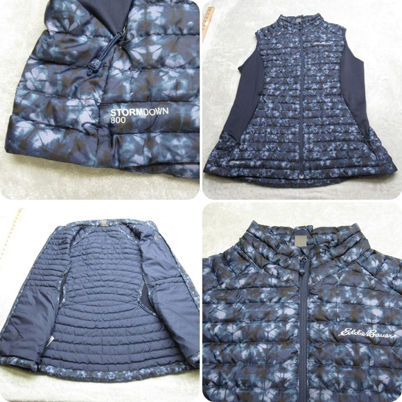 Eddie Bauer Vest Womens Medium Blue Stormdown 800‎ First Ascent Puff Warm Pertex - Picture 1 of 16